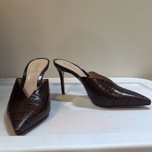 Schutz Charla Mule - 8 / Cocoa / Crocodile Effect Leather